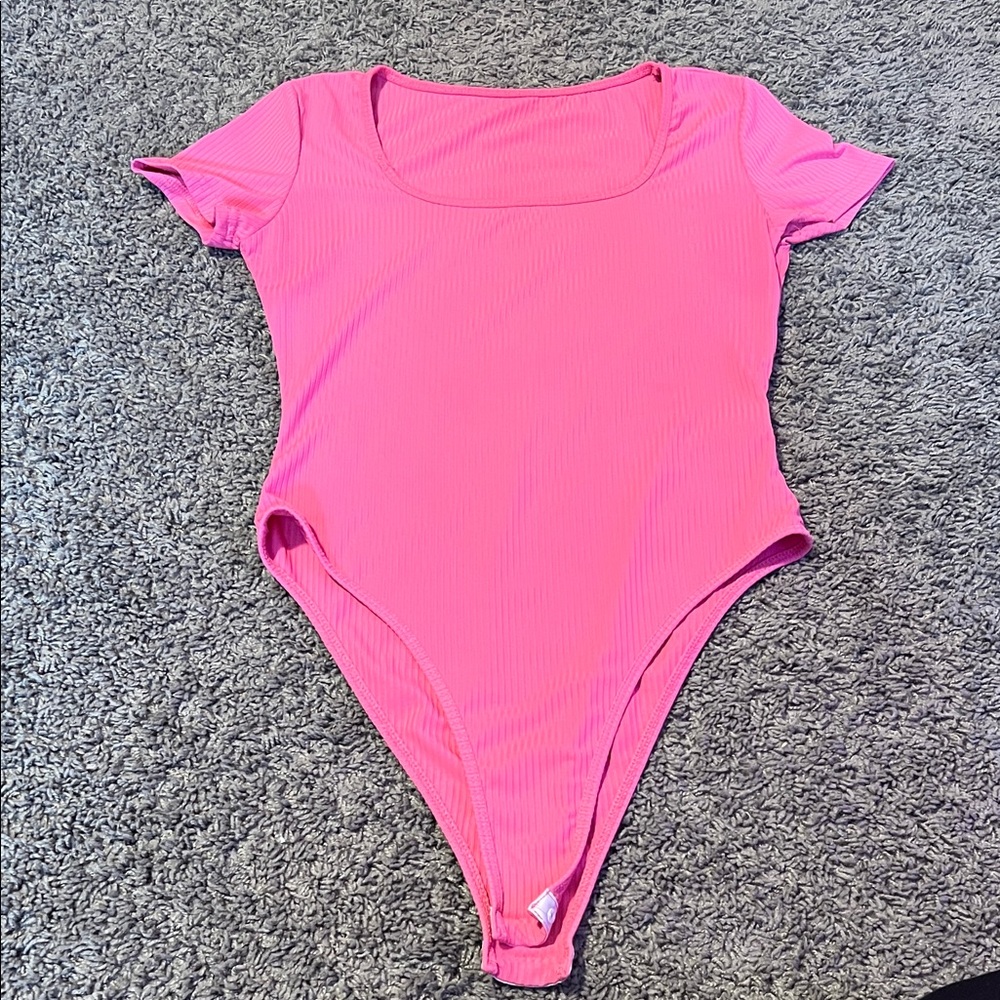 SHEIN Pink Ribbed Bodysuit